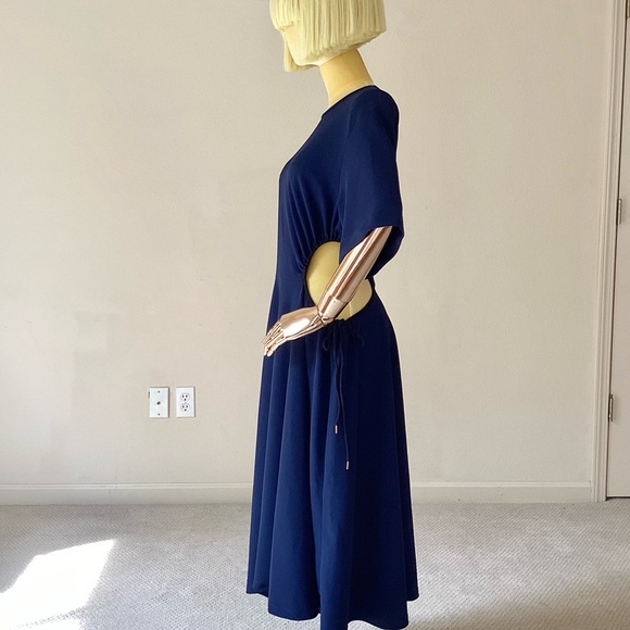 NEW See by Chloe Navy Asymmetrical Midi Dress SZ S - Picture 2 of 8